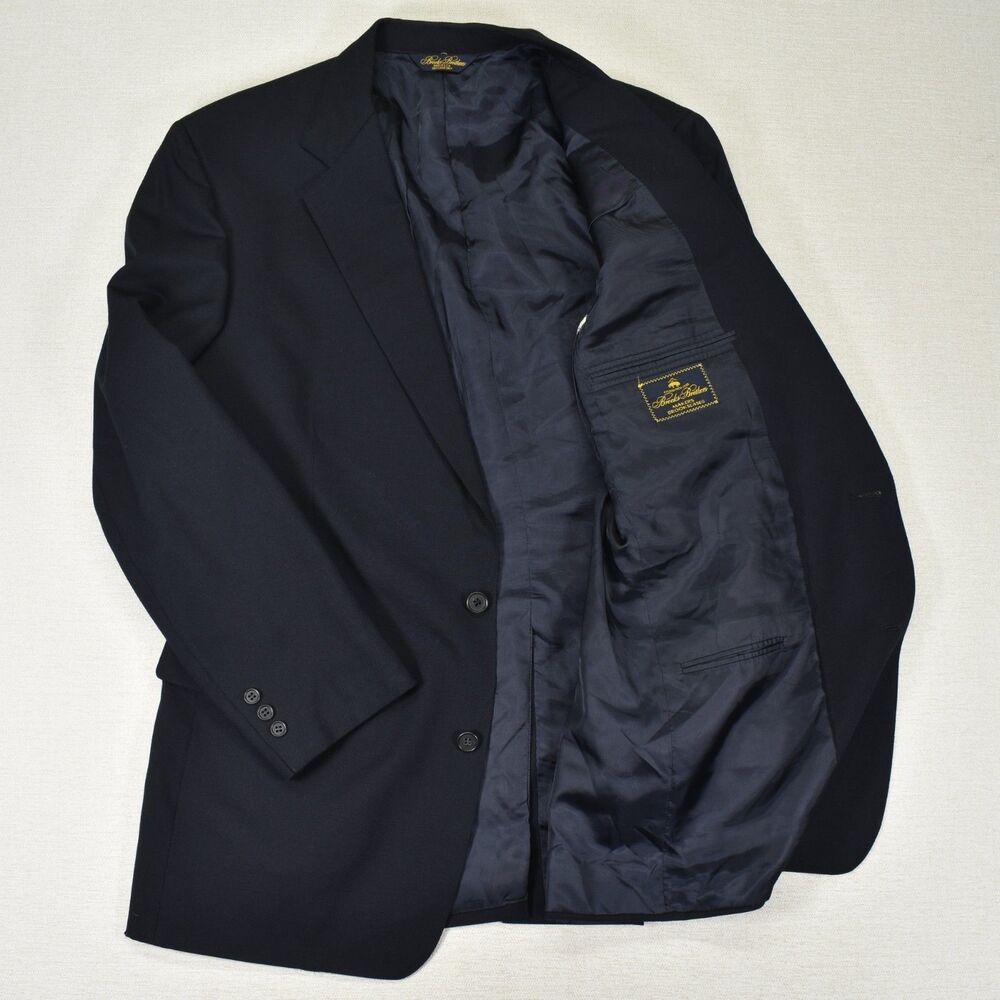 Brooks Brothers Makers Brooksease Navy Blazer Jacket Mens 43L 43 USA Wool Suit